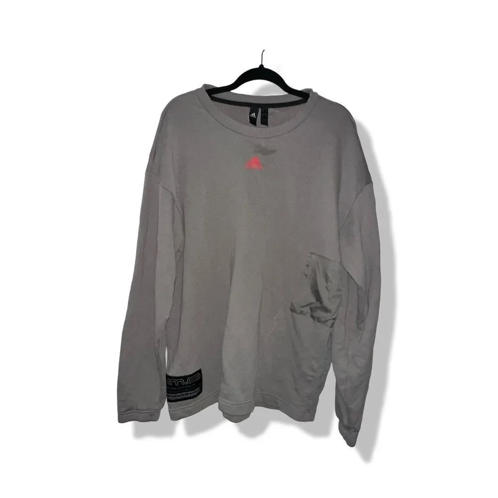 Crewneck Sweatshirt ID Crew Adidas Gray XL Sweatshirt with Map Details